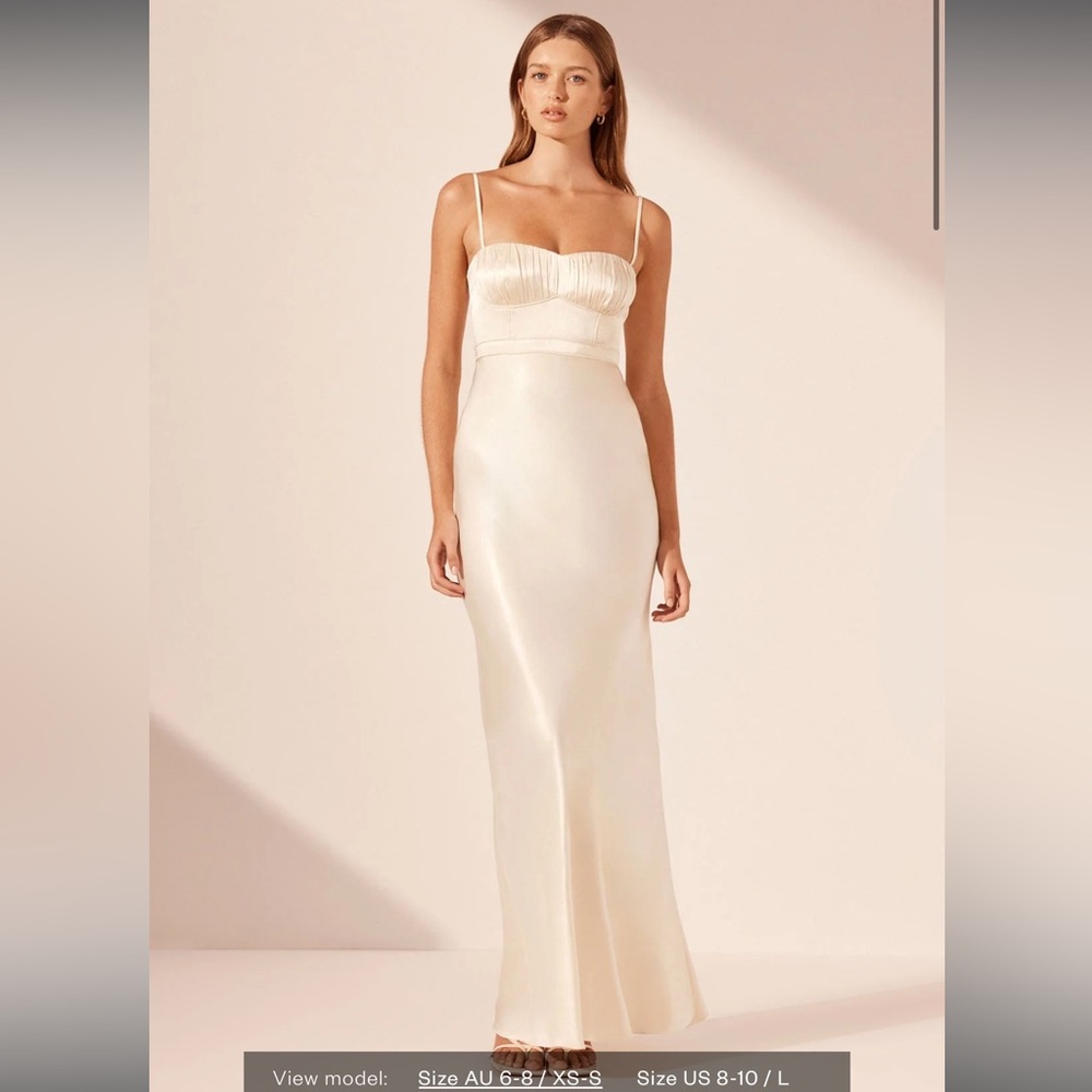 Shona Joy La Lune Corded Ruched Maxi Dress - Cream